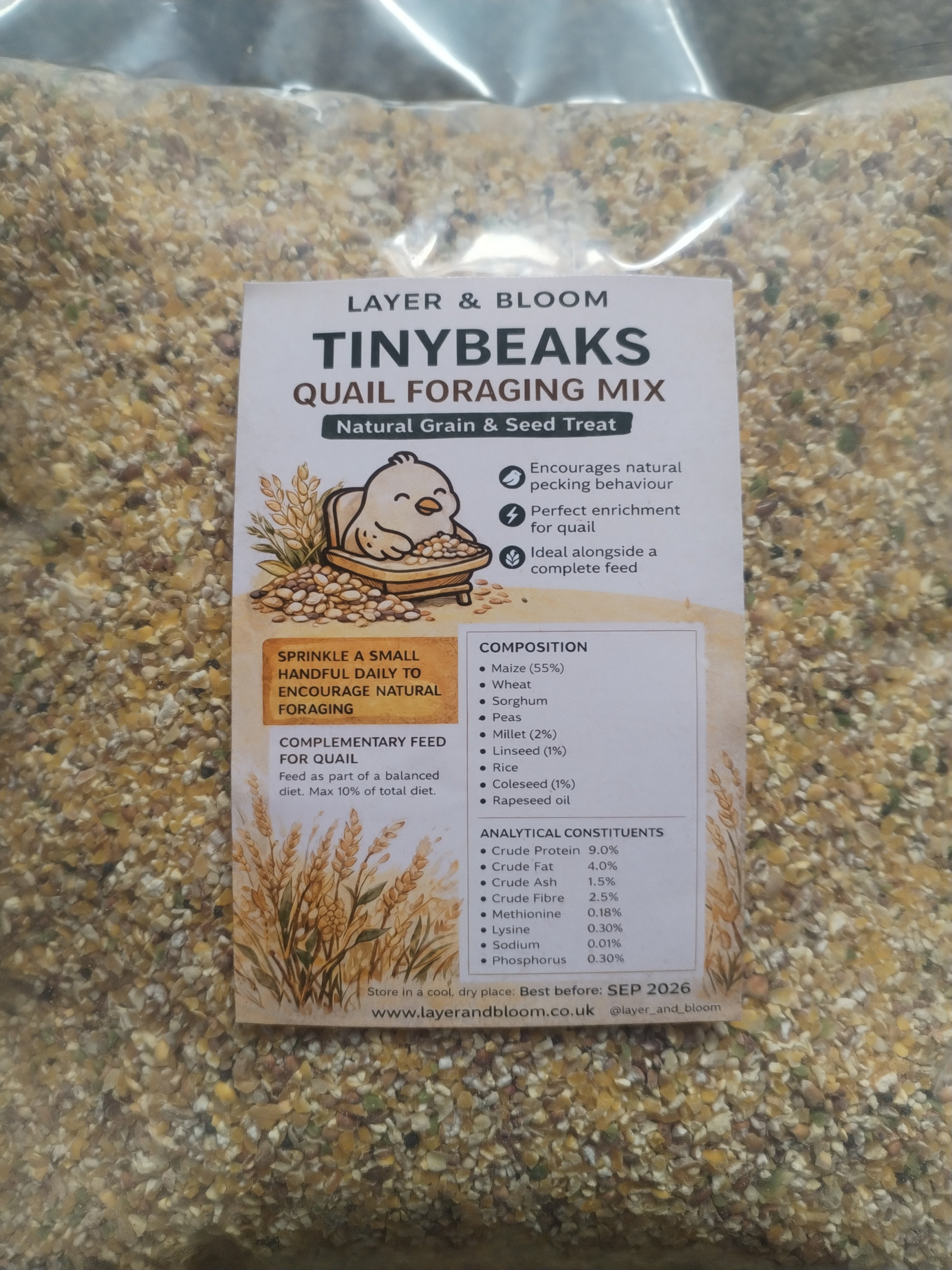 2kg TinyBeaks Quail Foraging Mix – Natural Grain & Seed Treat for Quail