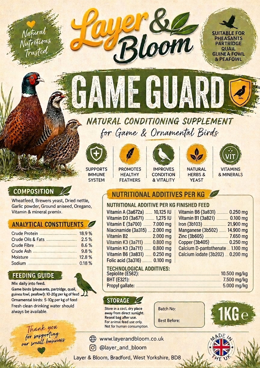 1kg GameGuard – Natural Conditioning Supplement for Game & Ornamental Birds