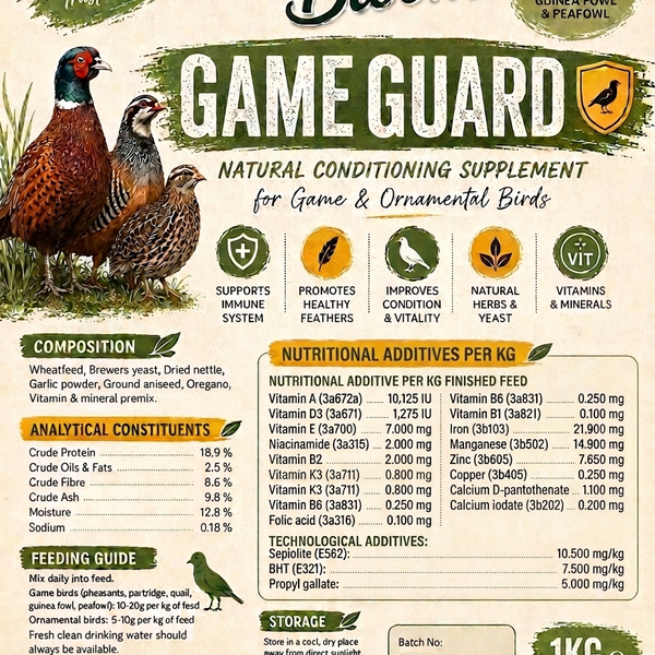 1kg GameGuard – Natural Conditioning Supplement for Game & Ornamental Birds