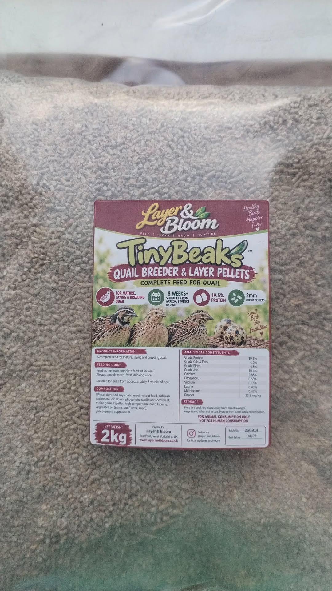 2kg TinyBeaks Quail Breeder & Layer Pellets
