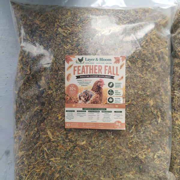 1kg Feather Fall – Autumn Moulting Support Supplement for Chickens & Poultry