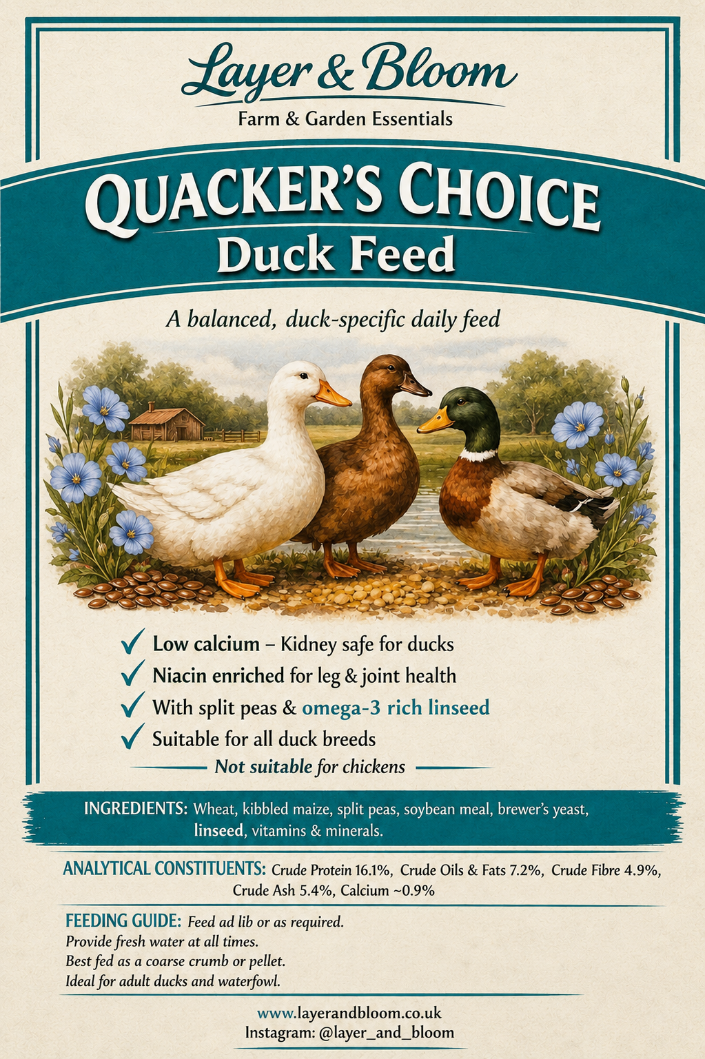 10kg Quackers Choice - Complete Feed for Ducks