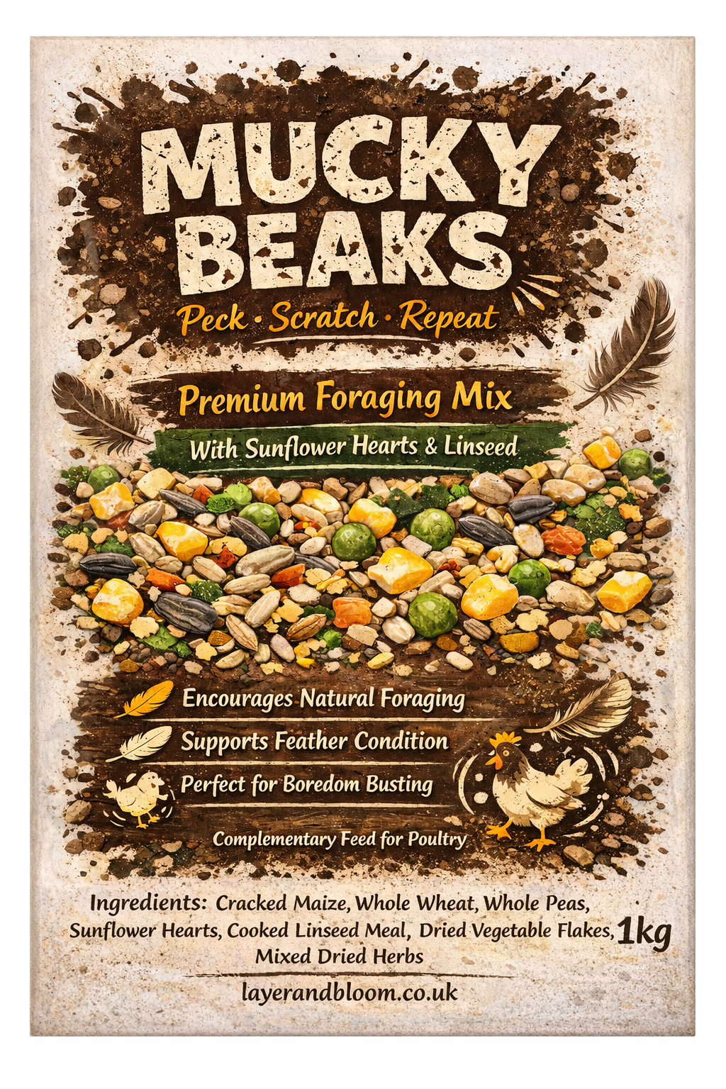 Mucky Beaks Poultry Pick-Me-Up | Nutritious Treat & Supplement for Chickens and Backyard Hens